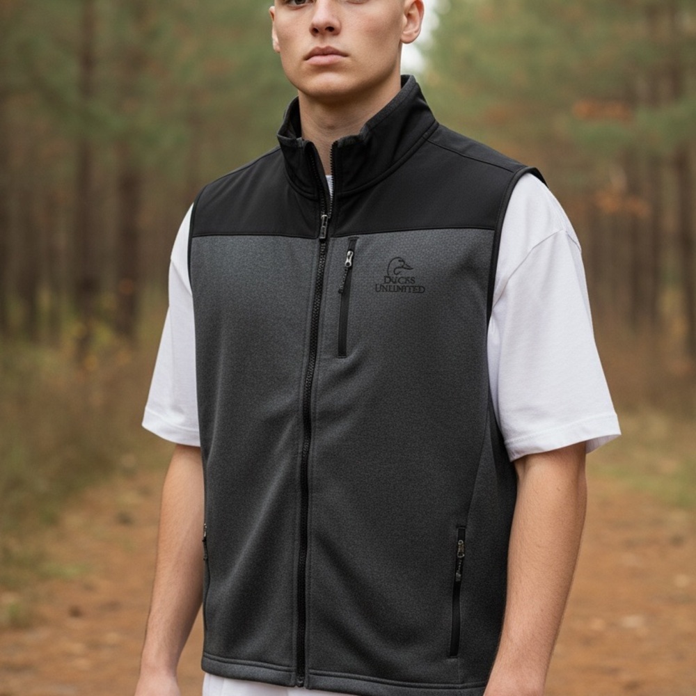 Ducks Unlimited‎ Men's Black/Gray Hunting Outdoor Multi Pocket Vest